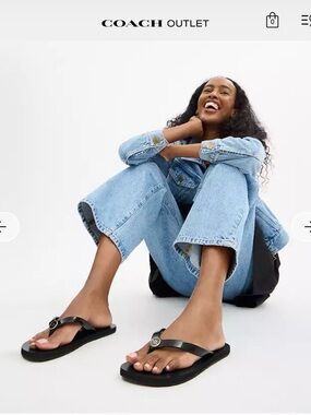 Coach Black Zayn Flip Flop Sandals